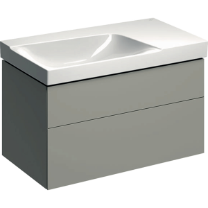 Geberit 500515001 Xeno2 900mm Asymmetrical Vanity Unit with Right Shelf & Two Drawers - Grey (Basin not included)