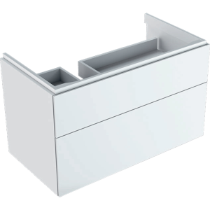 Geberit 500515011 Xeno2 900mm Asymmetrical Vanity Unit Right Shelf & Two Drawers - White (Basin not included)