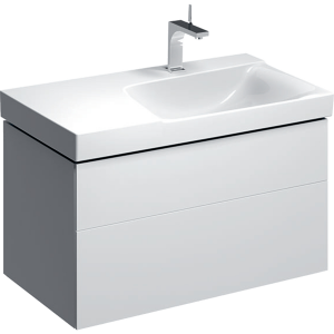 Geberit 500516011 Xeno2 900mm Asymmetrical Vanity Unit with Left Shelf & Two Drawers - White (Basin not included)