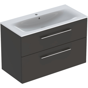 Geberit 501245001 Square S 1000mm Slim Basin & Two Drawer Vanity Unit - Lava (BASIN NOT INCLUDED)