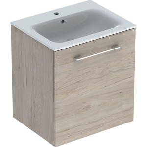 Geberit 501255001 Square S 600mm Slim Basin & One Door Vanity Unit - Light Hickory