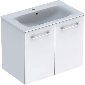 Geberit 501256001 Square S 800mm Slim Basin & Two Door Vanity Unit - White