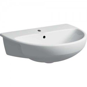 Geberit Selnova 55cm Semi-recessed Washbasin - White - 1 Tap Hole [501404006]