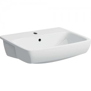 Geberit Selnova Square 55cm Semi-recessed Washbasin - White - 1 Tap Hole [501467007]