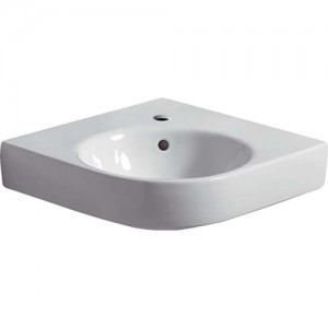 Geberit Selnova Compact 70cm Round Corner Washbasin - White - 1 Tap hole [501508007]