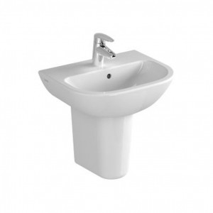 Vitra S20 Basin 45cm. 1TH - White [5500WH] [BRASSWARE/PEDESTAL NOT INCLUDED]