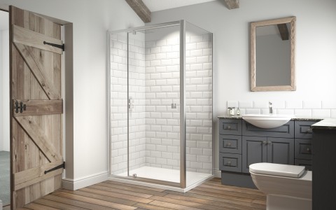 Kudos Original6 Pivot Shower Door 1200mm Chrome Frame (Side Panel NOT Included) [602015]