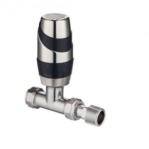 Pegler 632321 Terrier Thermostatic Radiator Valve Decor Straight Anthracite & Chrome