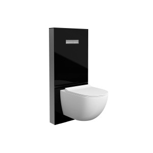 Vitra Vitrus Glass Covered Concealed Cistern 3/6 Litre for Wall Mounted WC - Matt Black - with stop valve [770577101] - (cistern only)