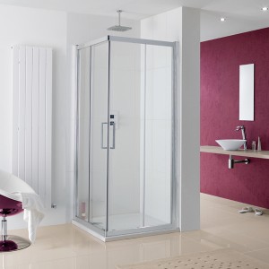 Lakes 8HC075S Coastline Malmo 8mm Semi-Frameless Corner Fitting Slider Shower Door 750 x 2000mm Silver Frame (2 Required To Complete Enclosure)