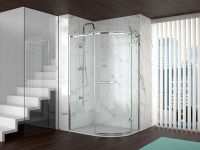 MERLYN A0601HHB Series 8 Frameless Single Door Offset Quadrant 1200 x 800mm with Shower Tray