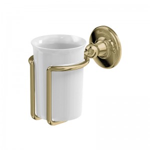 Burlington A2GOLD Wall Mounted Tumbler & Holder Gold/White