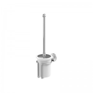 Burlington A8CHR Wall Mounted Toilet Brush & Holder Chrome/White