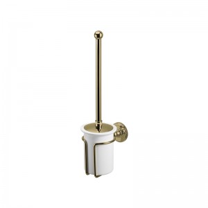 Burlington A8GOLD Wall Mounted Toilet Brush & Holder Gold/White