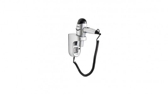 Inda Hotellerie Hairdryer 28 x 45h x 30cm IPX0 Wall mounted - Silver/Matt Black [AV054YSN]