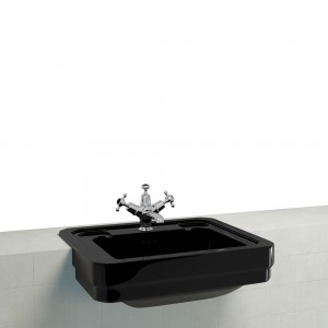 Burlington B122THJET 580mm Semi-Recessed Basin 2 Tapholes Jet Matt Black (Brassware NOT Included)