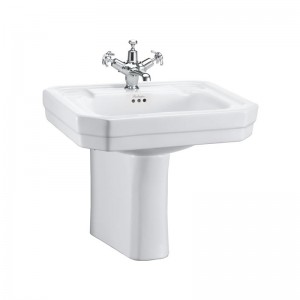 Burlington B21TH Victorian Pedestal Basin 565 x 470mm 1 Taphole White