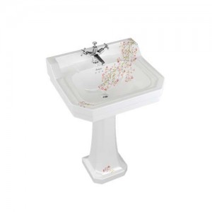 Burlington B41THBLOSS Bespoke Oriental Blossom Edwardian Pedestal Basin 560 x 470mm 1 Taphole