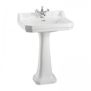 Burlington B51TH Edwardian Pedestal Basin 610 x 505mm 1 Taphole White (Pedestal NOT Included)