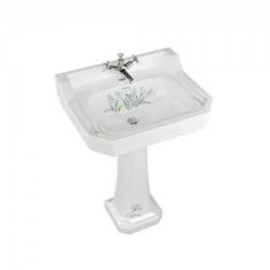 Burlington B53THMEAD Bespoke Country Meadow Edwardian Pedestal Basin 610 x 505mm 3 Tapholes