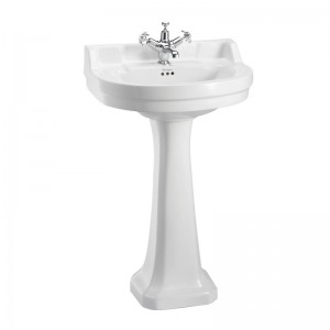 Burlington B61TH Edwardian Round Pedestal Basin 560 x 470mm 1 Taphole White (Pedestal NOT Included)