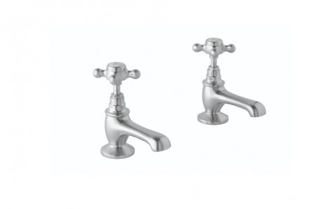 BC Designs Victrion Crosshead Basin Pillar Taps (2 Tapholes) Brushed Chrome [CTA005BC]