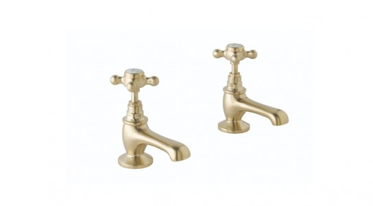 BC Designs Victrion Crosshead Basin Pillar Taps (2 Tapholes) Brushed Gold [CTA005BG]