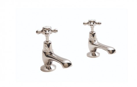 BC Designs Victrion Crosshead Basin Pillar Taps (2 Tapholes) Nickel [CTA005N]