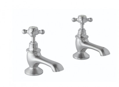 BC Designs Victrion Crosshead Bath Pillar Taps (2 Tapholes) Brushed Chrome [CTA010BC]