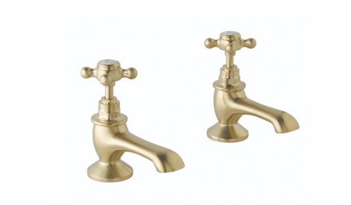 BC Designs Victrion Crosshead Bath Pillar Taps (2 Tapholes) Brushed Gold [CTA010BG]