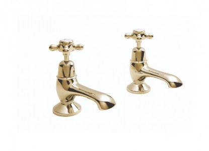 BC Designs Victrion Crosshead Bath Pillar Taps (2 Tapholes) Gold [CTA010G]