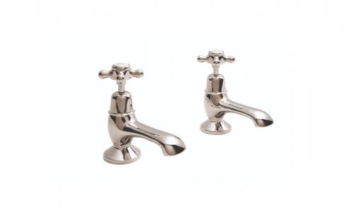 BC Designs Victrion Crosshead Bath Pillar Taps (2 Tapholes) Nickel [CTA010N]