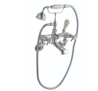 BC Designs Victrion Crosshead Wall Mounted Bath Shower Mixer Tap (2 Tapholes) Chrome [CTA021]