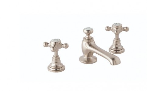 BC Designs Victrion Crosshead Basin Mixer Tap (3 Tapholes) Brushed Nickel [CTA025BN]