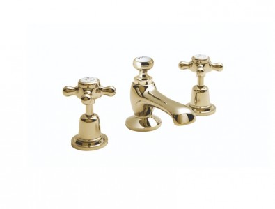 BC Designs Victrion Crosshead Basin Mixer Tap (3 Tapholes) Gold [CTA025G]