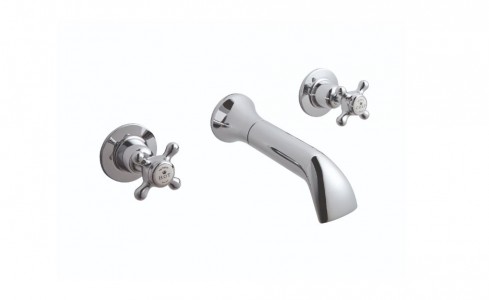 BC Designs Victrion Crosshead Wall Mounted Bath Filler Tap (3 Tapholes) Chrome [CTA030]