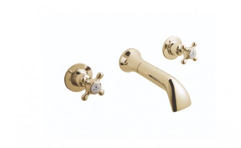 BC Designs Victrion Crosshead Wall Mounted Bath Filler Tap (3 Tapholes) Gold [CTA030G]