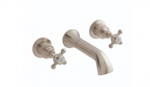 BC Designs Victrion Crosshead Wall Mounted Bath Filler Tap (3 Tapholes) Nickel [CTA030N]