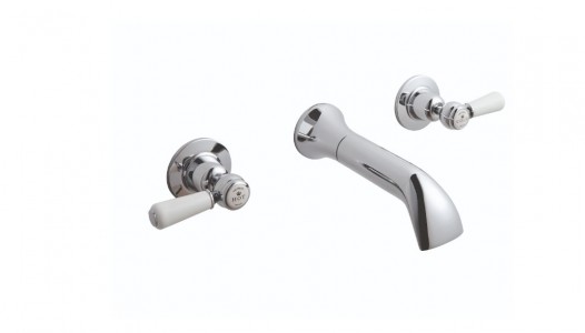 BC Designs Victrion Lever Wall Mounted Basin Mixer Tap (3 Tapholes) Chrome [CTB031]