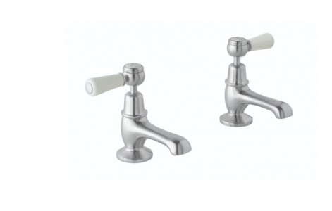 BC Designs Victrion Lever Basin Pillar Taps (2 Tapholes) Brushed Chrome [CTB105BC]