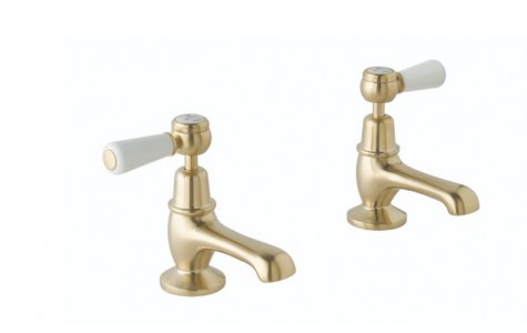 BC Designs Victrion Lever Basin Pillar Taps (2 Tapholes) Brushed Gold [CTB105BG]