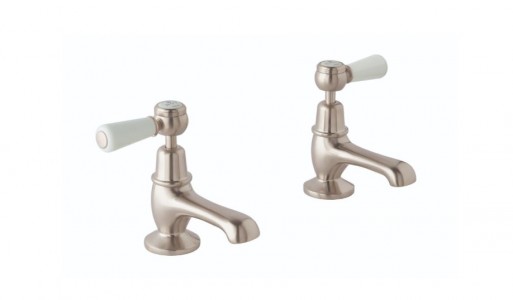 BC Designs Victrion Lever Basin Pillar Taps (2 Tapholes) Brushed Nickel [CTB105BN]