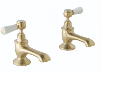 BC Designs Victrion Lever Bath Pillar Taps (2 Tapholes) Brushed Gold [CTB110BG]