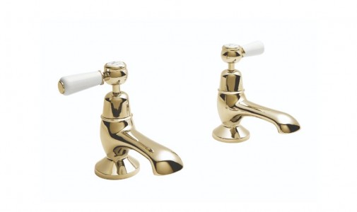 BC Designs Victrion Lever Bath Pillar Taps (2 Tapholes) Gold [CTB110G]