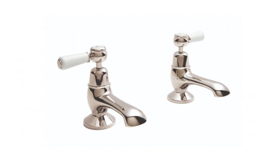 BC Designs Victrion Lever Bath Pillar Taps (2 Tapholes) Nickel [CTB110N]