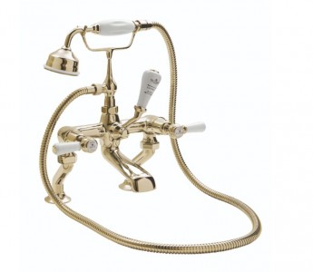 BC Designs Victrion Lever Deck Mounted Bath Shower Mixer Tap (2 Tapholes) Gold [CTB120G]