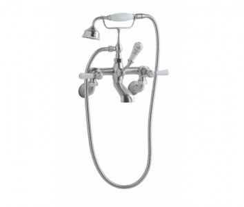 BC Designs Victrion Lever Wall Mounted Bath Shower Mixer Tap (2 Tapholes) Brushed Chrome [CTB121BC]