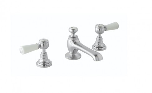 BC Designs Victrion Lever Basin Mixer Tap (3 Tapholes) Brushed Chrome [CTB125BC]