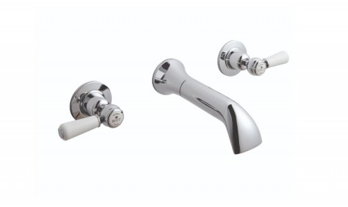BC Designs Victrion Lever Wall Mounted Bath Filler Tap (3 Tapholes) Chrome [CTB130]