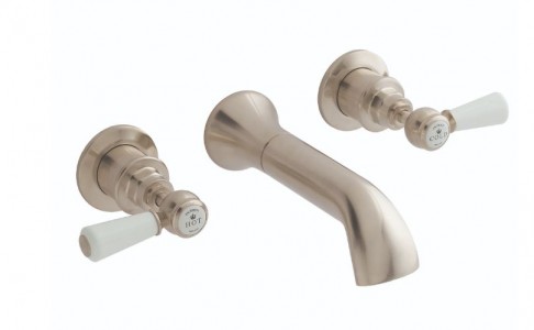 BC Designs Victrion Lever Wall Mounted Bath Filler Tap (3 Tapholes) Brushed Nickel [CTB130BN]